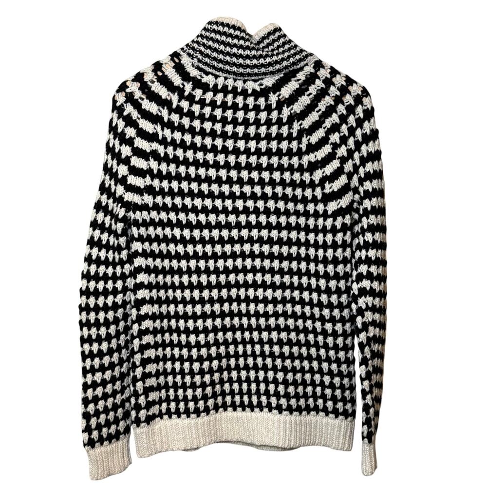 Chunky Knit Wool Blend Sweater Pullover Holiday Black White LOFT Women's Small - Picture 2 of 10